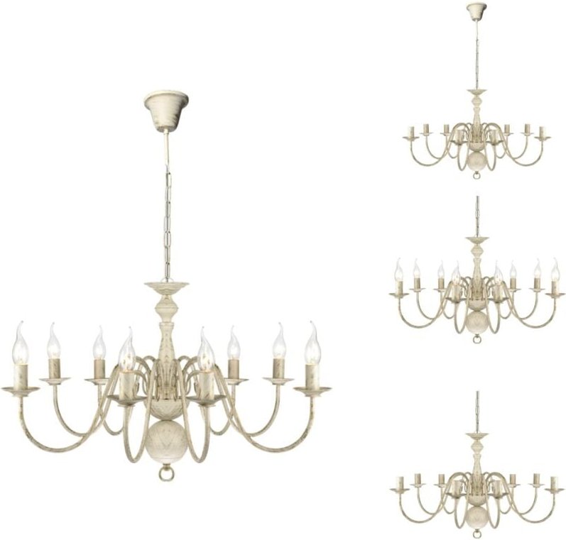 Kronleuchter - Metall-Kronleuchter Weiß Antik 8 x E14 Glühbirnen - Weiß