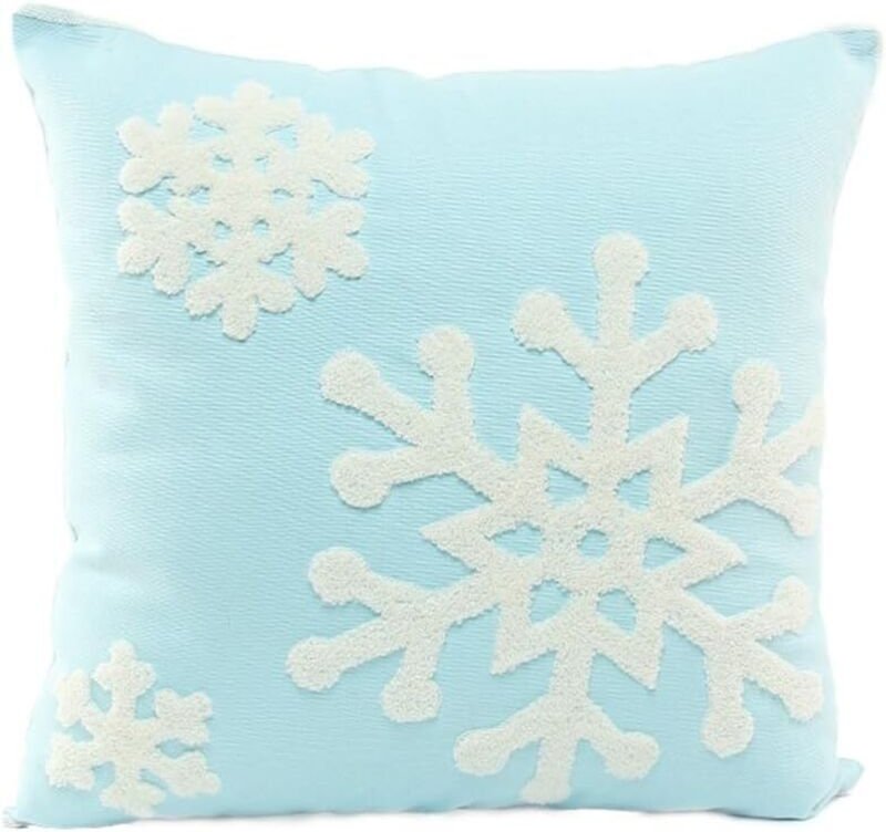 Kissenbezug aus Baumwolle mit Schneeflockenmuster, 45 x 45 cm, für Wohnzimmer, Sofa, Schlafzimmer, Auto, blauer Kissenbe...