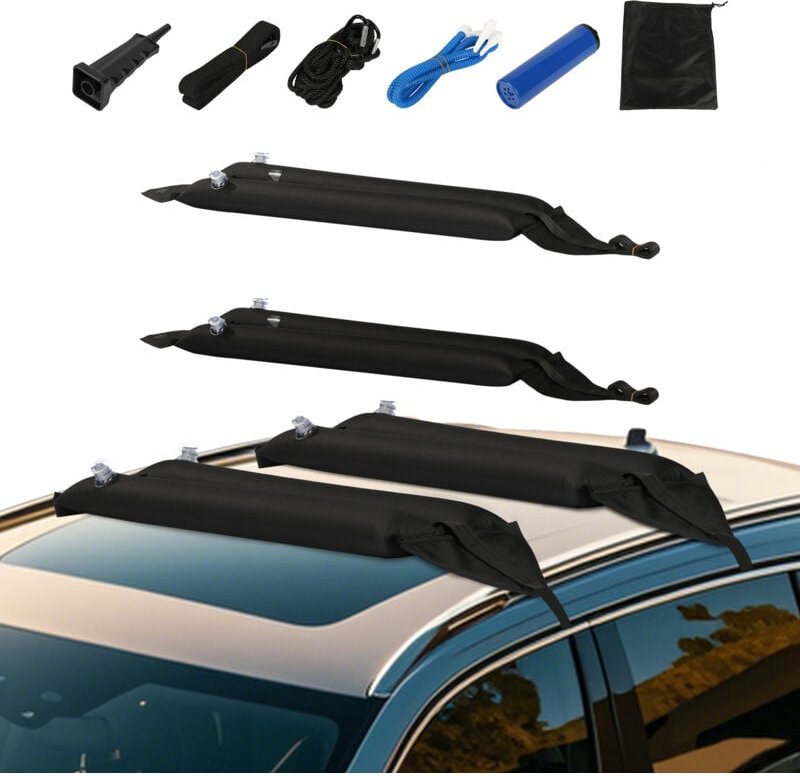 Mophorn - 37,6 Zoll aufblasbare Dachgepäckträgerkissen, Allzweck-Autoträger, 88 Pfund Tragkraft, Kajakhalter mit 2 Gurte...