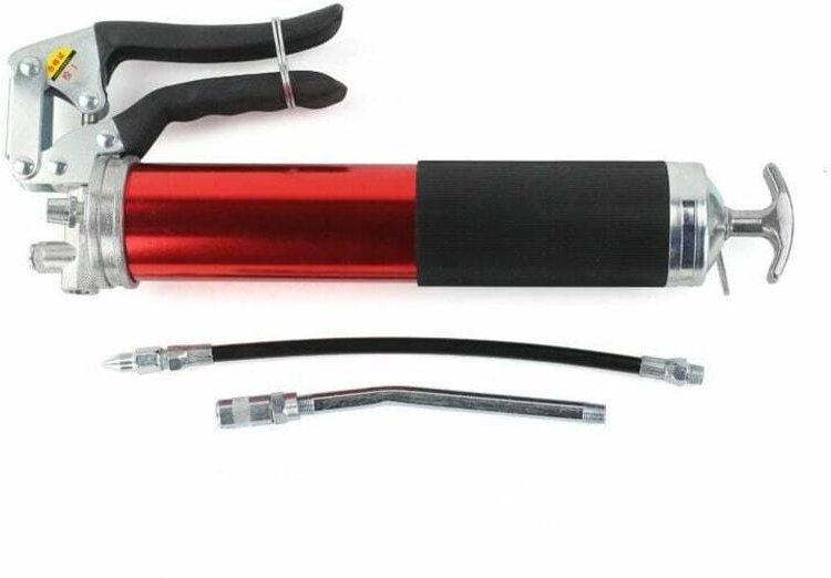 Manuelle Fettpumpen-Fettpresse, passend für handelsübliche 400-g-Kartuschen, mit flexiblem Schlauch und starrer Verlänge...