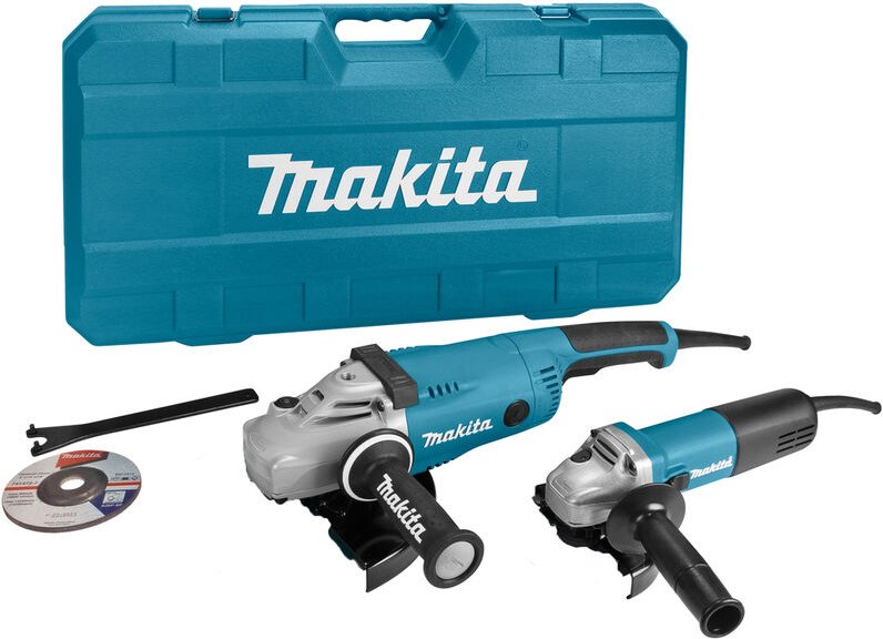 2er-Set Makita Maschinen - Schleifer ø 125 mm 840 w + Schleifer ø 230 mm 2200 w - Im Koffer - DK0053G
