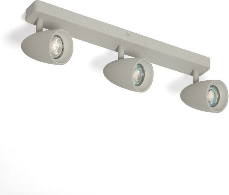 Efectoled - Deckenleuchte Aluminium Rechteckig Adrien 3 Strahler Steingrau