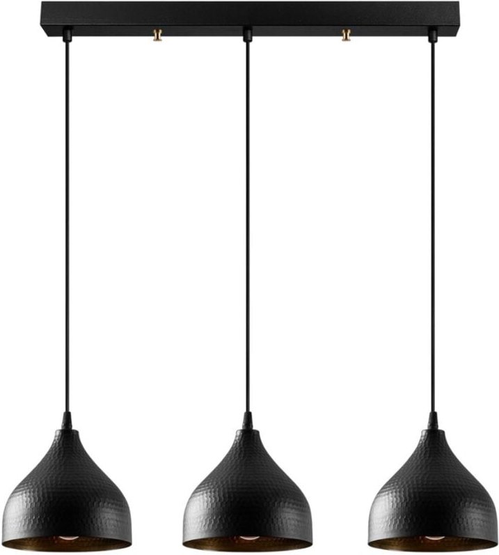 Schwarze Metallpendelleuchte mit 3 Glühbirnen louise