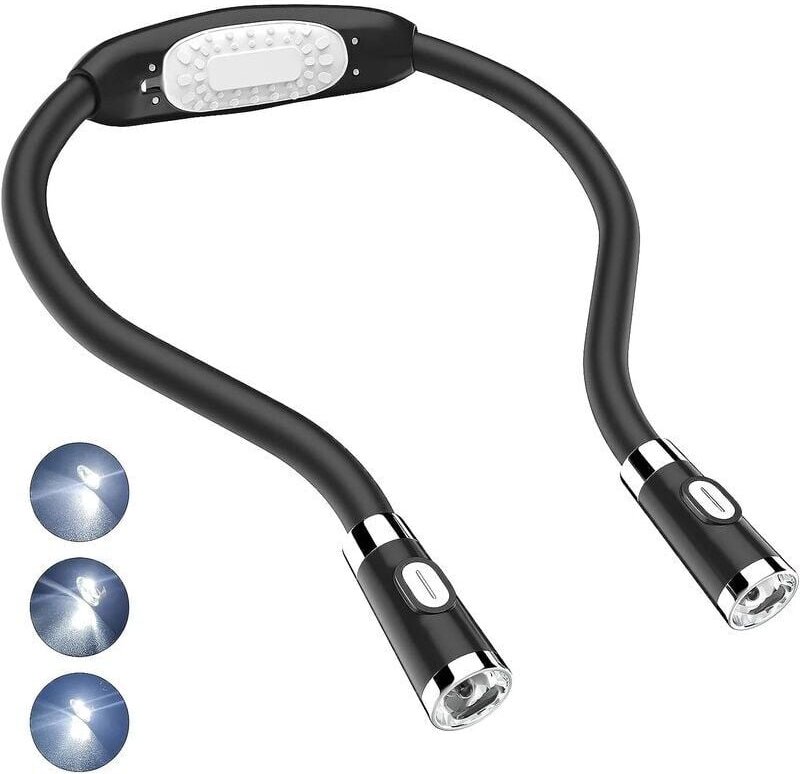 KZQ LED-Leselicht, Halslampe, Freisprechlampe, flexibles LED-Nachtlicht um den Hals, batteriebetrieben, für Heimwerken, ...
