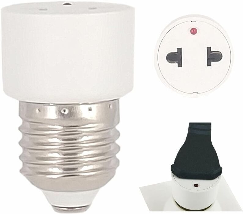 2-teiliger E27-Steckdosenadapter mit EU-Stecker, 250 V, max. 2 A, Weiß, einfache Installation