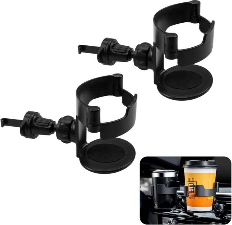 Auto-Getränkehalter, 2 Stück, universell, verstellbare Lüftungsschlitze, Lüftungsschlitzhalterung, schwarz, Kunststoff