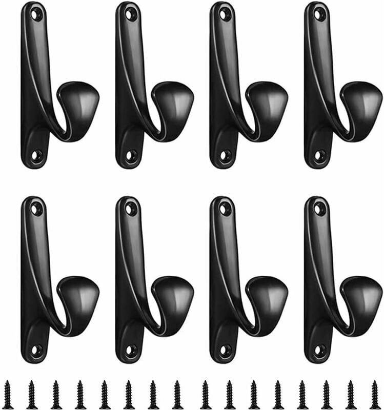 Thumbnail - 8 Stück schwarze Wandhaken, mattschwarze Kleiderhaken, Einzelhaken mit Schrauben, robuste Kleiderhaken, Kleiderhaken aus...