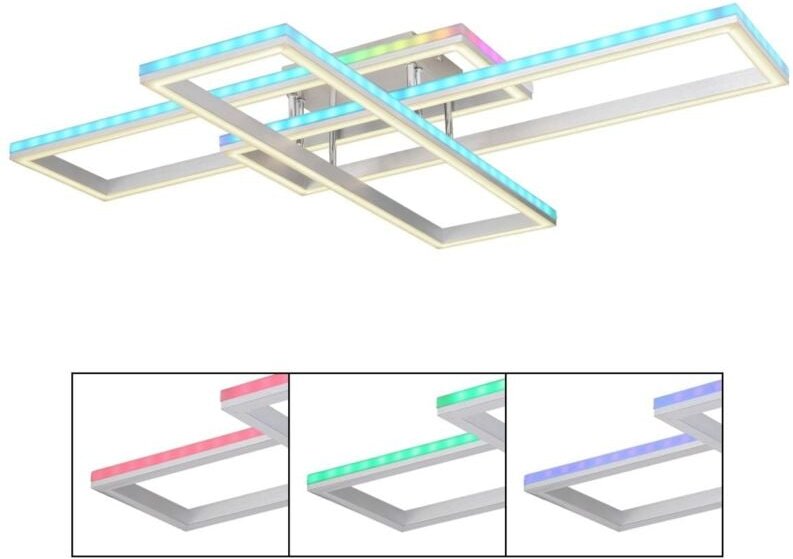Thumbnail - Globo Lighting - Deckenleuchte Wohnzimmerlampe Deckenlampe Esszimmerleuchte Flurlampe, Metall Kunststoff silber, Fernbed...
