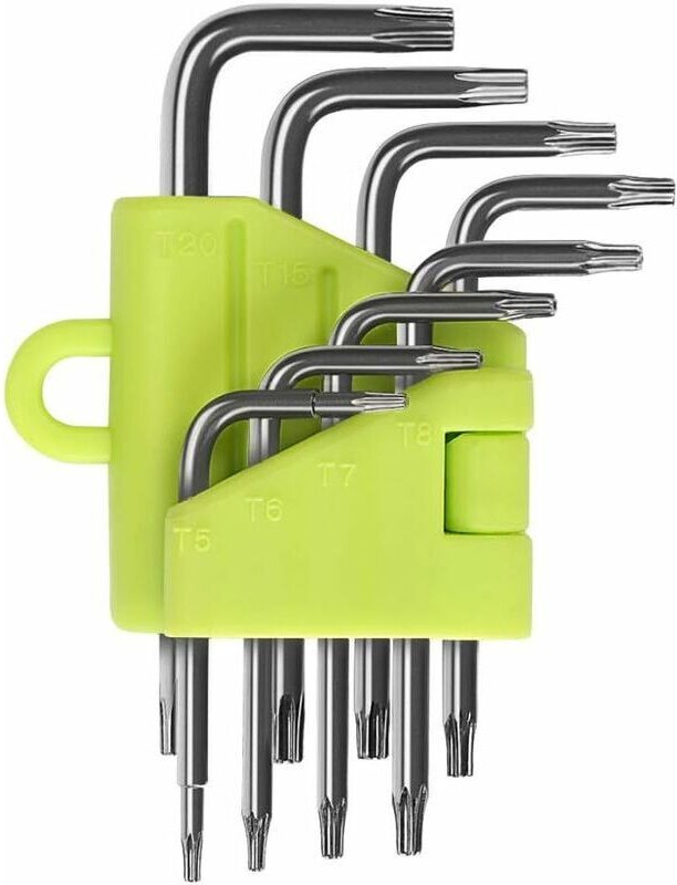 Torx-Offsetschlüssel, 8-teiliger Torx-Inbusschlüsselsatz, Sternschraubendreher T5 T6 T7 T8 T9 T10 T15 T20, Handwerkzeug-...