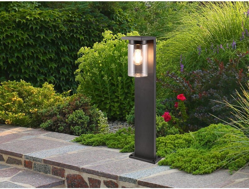 LED Sockelleuchte Laterne aus Aluminium Schwarz, Höhe 65cm