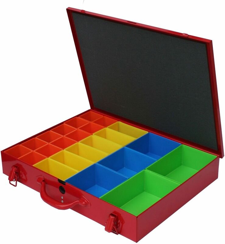 ADB - Sortimentskoffer Metall Sortierkasten Kleinteilemagazin 23 Systemfächer SK2