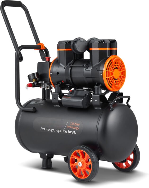 Mophorn - 6.3 Gallon Air Compressor, 2HP, 3.35 cfm @ 90 psi, Oil-Free, Max 116 psi, 70 dB Ultra Quiet für Autoreparature...