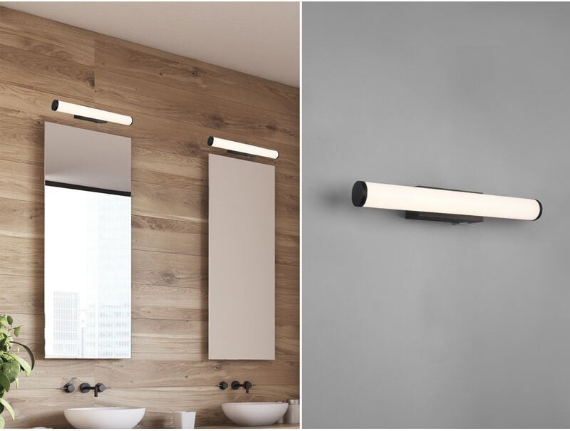 LED Bad Wandleuchte MATTIMO mit Schalter Schwarz - Spiegelleuchte, Breite 40cm
