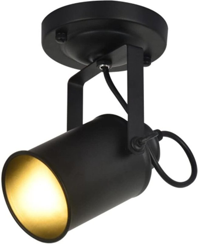 Verstellbarer Industrie-Spot-Deckenstrahler Schwarz, Drehbare Metall-Wandleuchte, E27-Fassung, Ideal für Flur, Schlafzim...