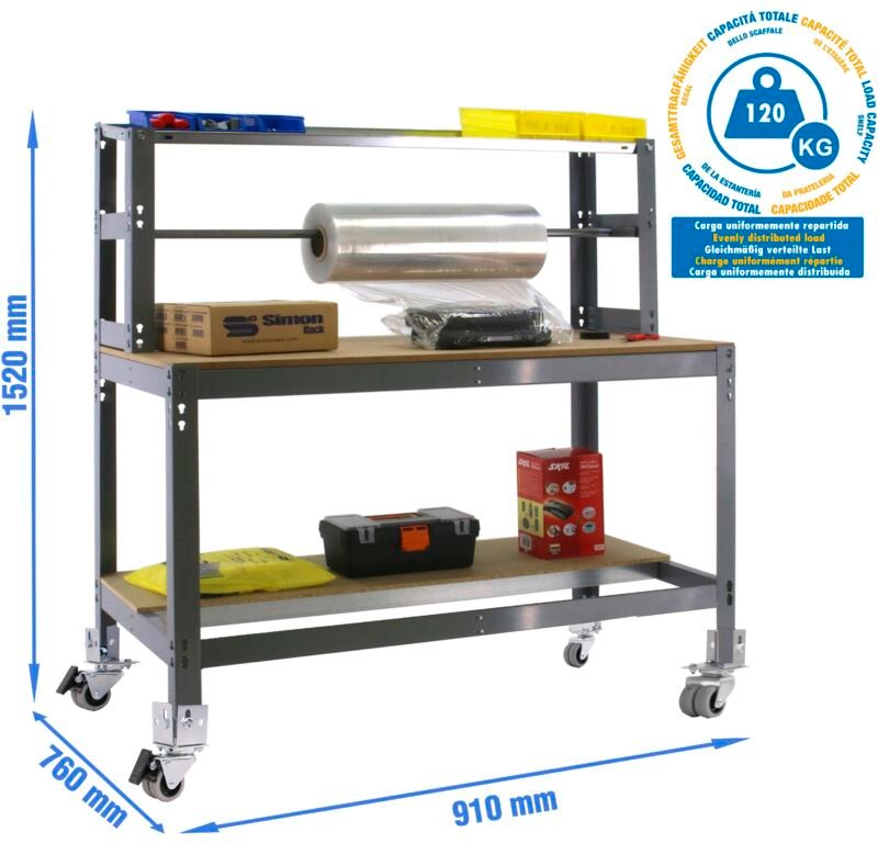 Simonrack SIMONWORK MOBILE BT4 900 grau Holz robuster Arbeitsplatz