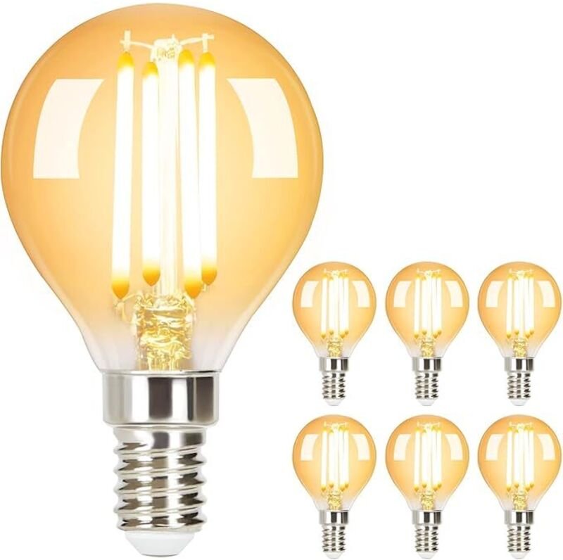Gbly - Packung mit 6 LED-Leuchtmitteln E14 Vintage-Lampe – G45 Edison-Retro-Leuchtbirne 2700K 4W Warmweiße Filament-Leuc...