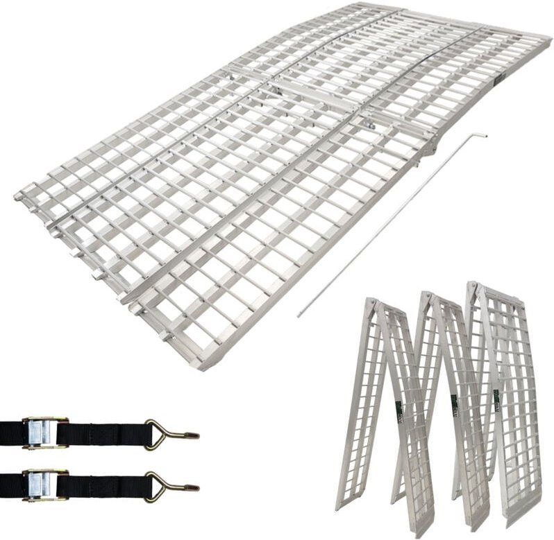 Baumarktplus - trutzholm Auffahrrampe 3-teilig klappbar 305 cm Traglast 1224 kg Alu grau Motorradrampe Schwerlastrampe