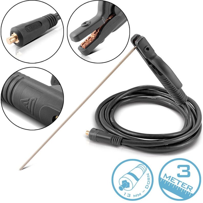 STAHLWERK MMA ARC Elektrodenhalter 200 A mit 3 m Schweißkabel 25 mm² 13 mm Dorn