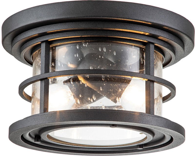 Elstead Feiss Lighthouse Bündig strukturiertes Schwarz für den Außenbereich, IP44