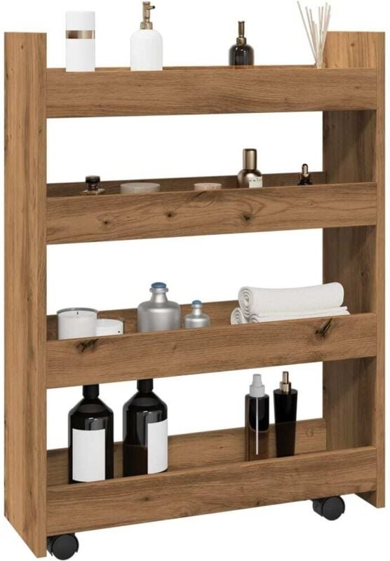 Vidaxl - Aufbewahrungswagen Schmal 4 Etagen Artisan-Eiche Holzwerkstoff
