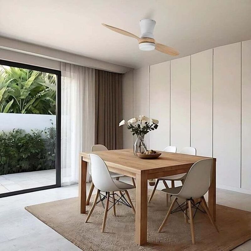 Lean Deckenventilator mit Licht helles Holz