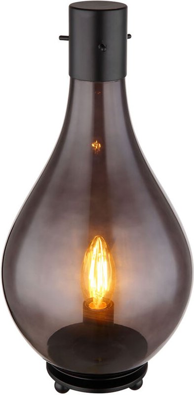 Tischlampe - Oskus - schwarz - glas rauchglas - ø 18cm - - Globo