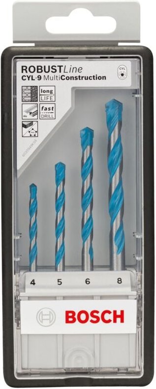 Bosch - Mehrzweckbohrer-Robust Line-Set CYL-9 Multi Construction, 4-teilig, 4 - 8 mm