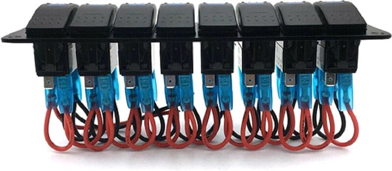 Ej.life - 8-Positionen-Wippschalterfeld für Boote, 12 V/24 v wasserdichtes LED-Panel für Wohnmobil, lkw, Boot, Ein-/Aus-...