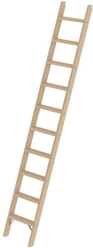 Günzburger Steigtechnik - Stufen-Anlegeleiter Holz ohne Traverse 10 Stufen - 033710