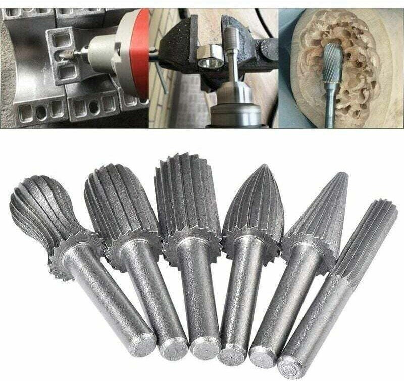 6-teiliges Wolfram-Frässtift-Set, doppelter Schnitt, 6 mm Wolframschaft, Feil- - XVX