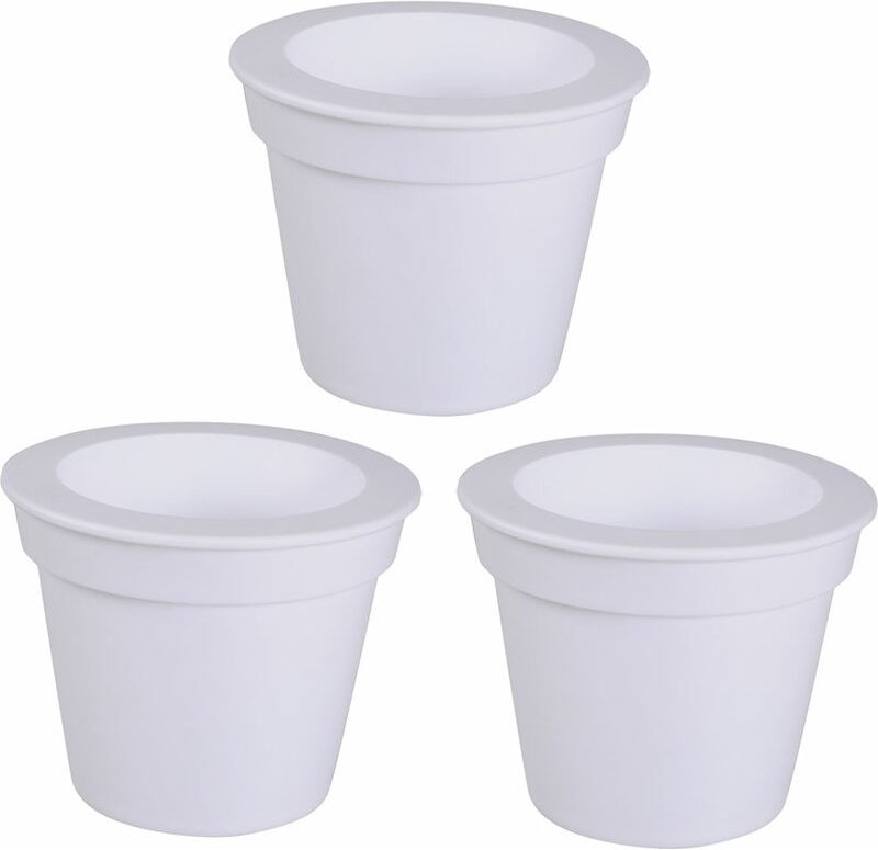 Solar led Blumenkübel Blumentopf Blumentopf leuchtend Solar Blumentopf Beleuchtung, weiß satiniert, Akku led neutralweiß...