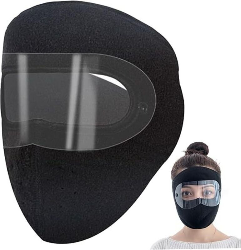 Winter-Gesichtsmaske, 2-teiliges Set, Fleece mit transparenter Schutzfolie für die Augen, winddichte Winter-Gesichtsmask...