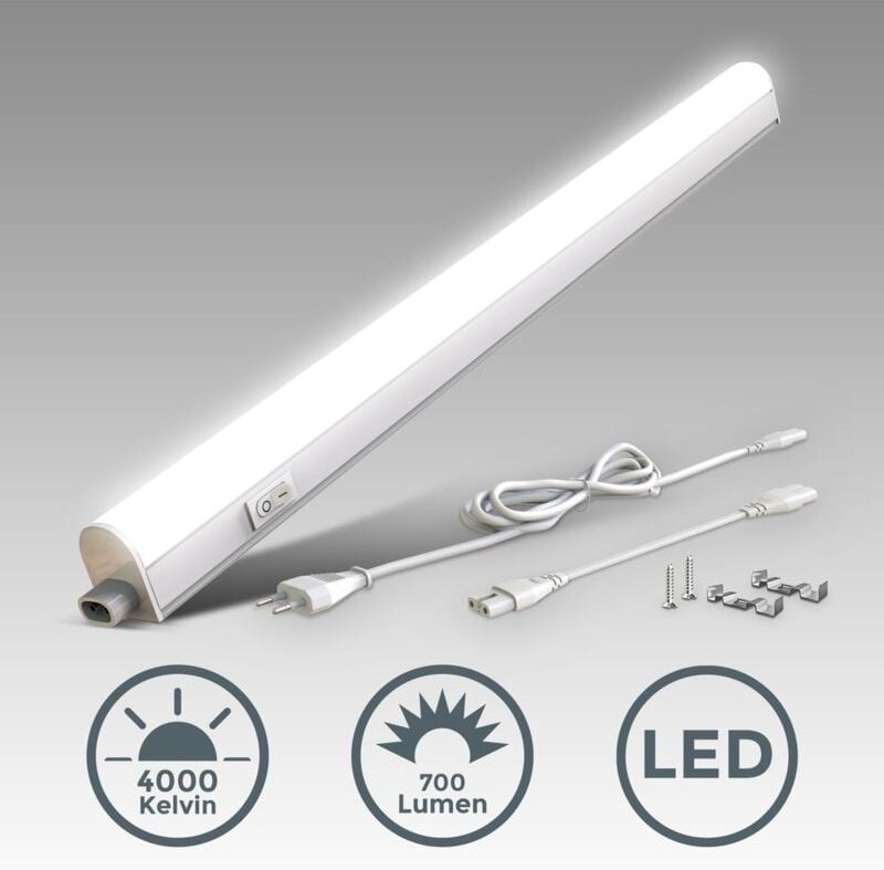 B.k.licht - Unterbauleuchte - 8W, 800lm, led, Stecker, erweiterbar, neutralweiß, weiß
