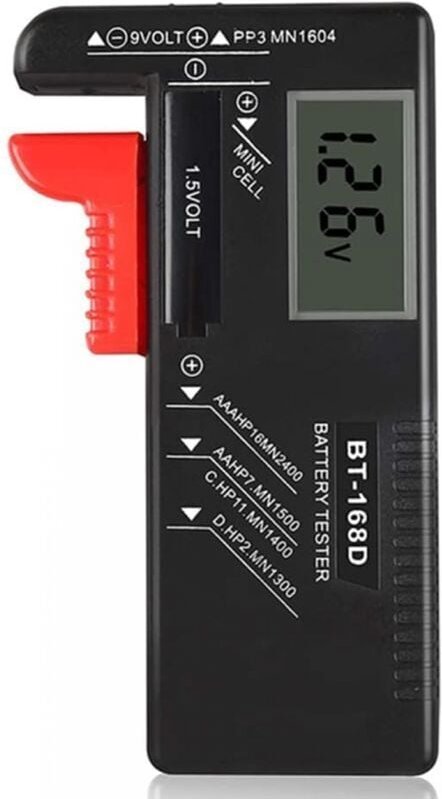 ZVD Digitaler Batterietester, Universal-Batterietester, geeignet für AA-, AAA-, C-, D-, PP3-, 9-V- und 1,5-V-Batterien