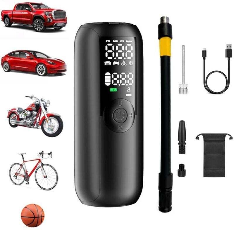 Autoreifenfüller, 4000-mAh-Akku, 150-PSI-Fahrradpumpe, tragbarer Luftkompressor für Autos und Fahrräder, automatische Ab...