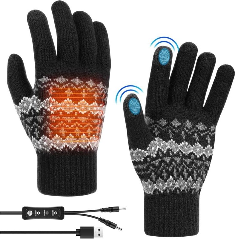 USB Beheizte Handschuhe Damen und Herren Winterhandschuhe Touchscreen Handschuhe Strick Fingerhandschuhe Sport Warm Wint...