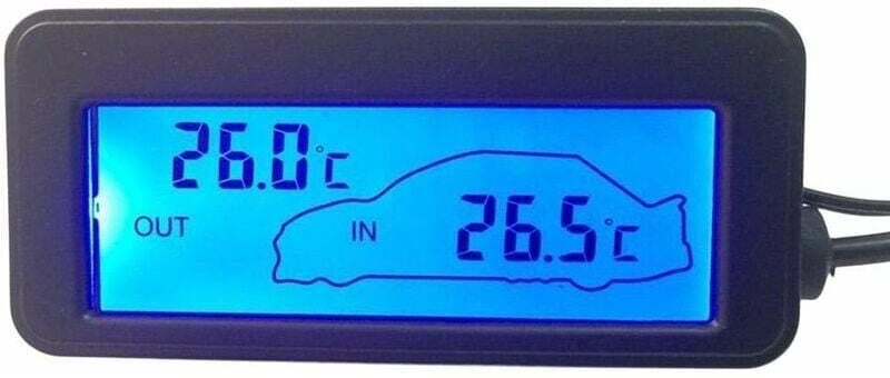 Auto-Innen- und Außenthermometer DC12V Digitales Thermometer Auto-Thermometer Hintergrundbeleuchtung Mini-LCD-Thermomete...