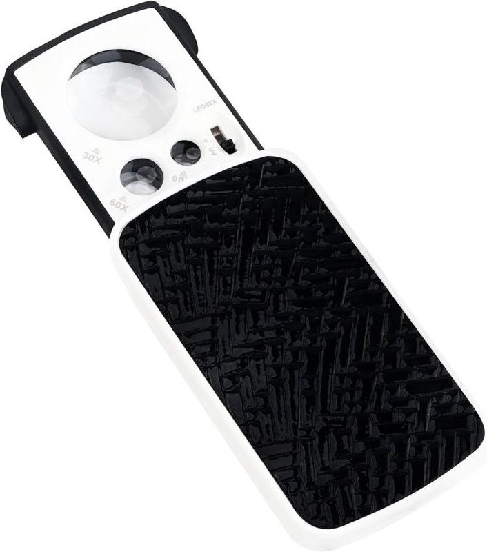CSPARCV LED-beleuchtete Taschenlupe – 30x, 60x, 90x Vergrößerung – Beleuchtete Leselupe für Senioren – Schwarze, faltbar...