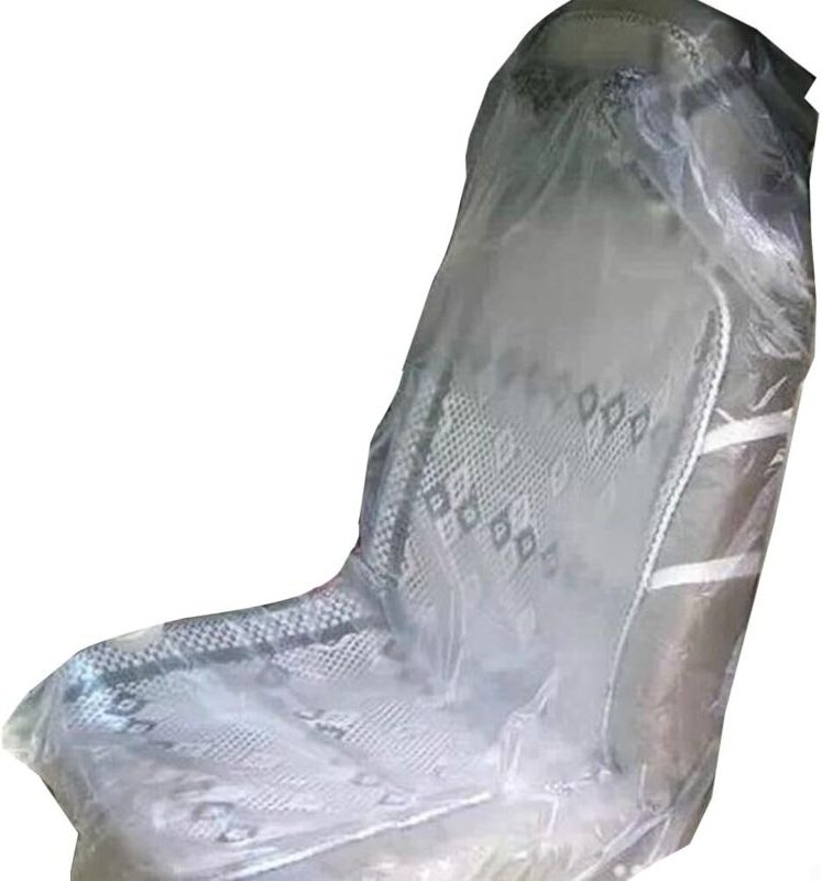 Packung mit 50 transparenten Einweg-Autositzbezügen aus Kunststoff zum Schutz der Sitze, 140 x 80 cm