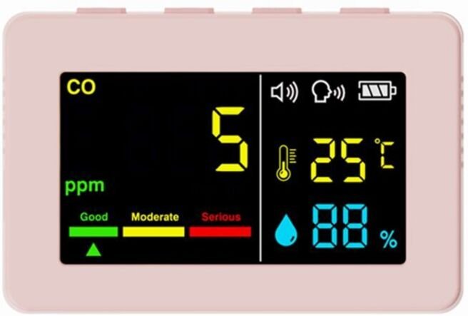Tragbares 3-in-1-Luftqualitätsmessgerät, CO-, Temperatur- und Feuchtigkeitsmesser, Farbbildschirm, Kohlenmonoxidmelder m...