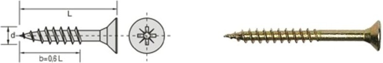 Gelb Verzinkt Holzschraube 5.070/42mm - 510 5.070k