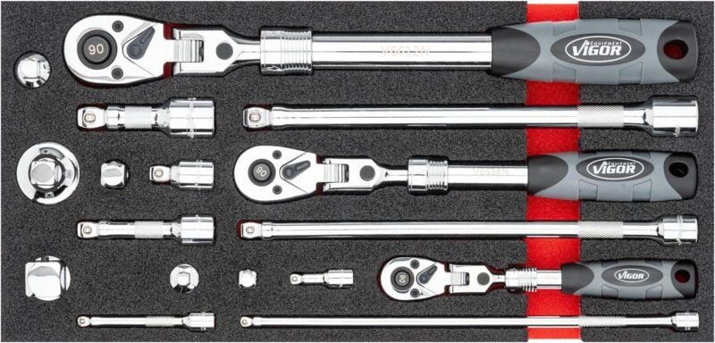 VIGOR Teleskop-Ratschen Satz, 17-tlg., Anzahl Werkzeuge: 17