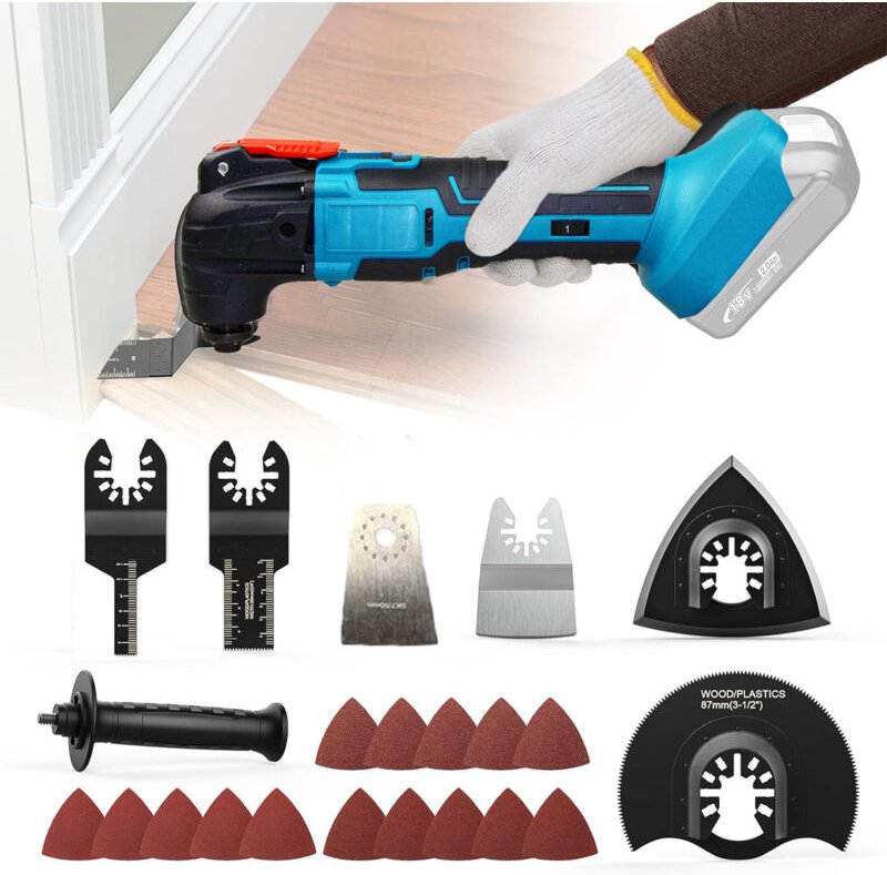 Multitool-Zubehörsets, oszillierendes Werkzeug mit 6 Geschwindigkeiten, oszillierendes Multitool mit 2x3,0-mha-Akku und ...