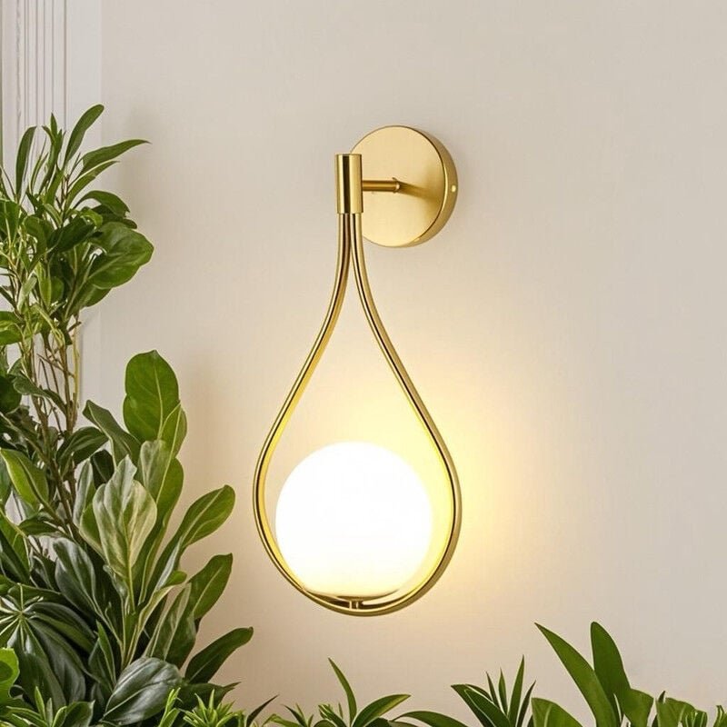 Comely - Moderne Wandleuchte, E27 Kugel-Wandlampe für Schlafzimmer, Wohnzimmer, Flur, ohne Glühbirne, Gold, Durchmesser ...