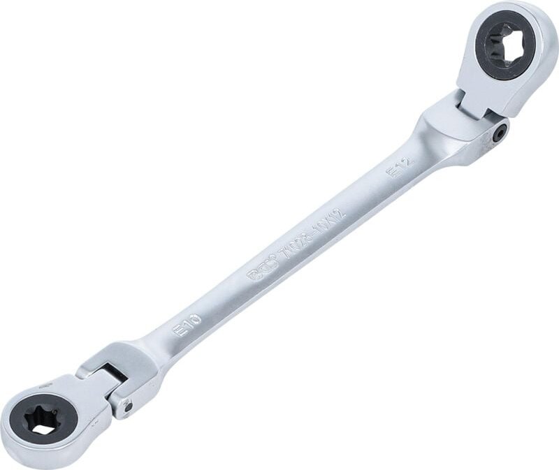 Bgs Technic - Doppel-Ratschen-Ringschlüssel abwinkelbar mit E-Profil Ringköpfen sw E10 x E12