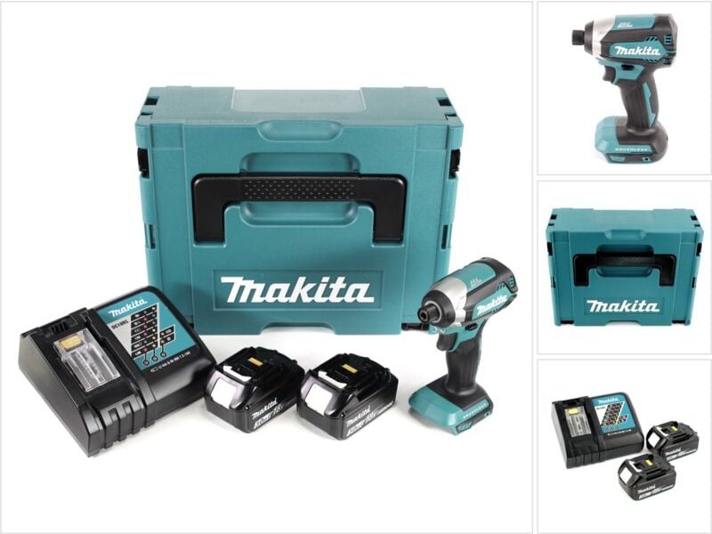 Dtd 153 rfj Akku Schlagschrauber 1/4' 18V 170Nm brushless + 2x Akkus 3,0 Ah + Schnellladegerät im Makpac 2 - Makita