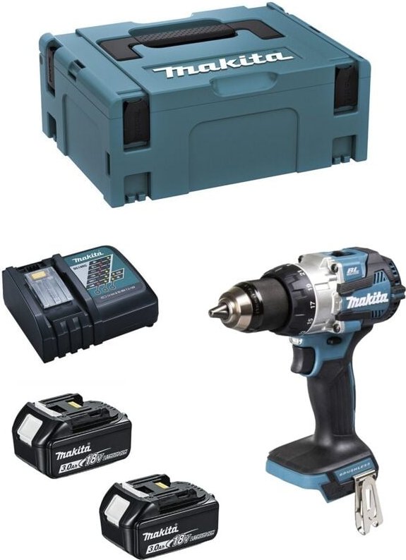 Makita DDF 489 RFJ Akku Bohrschrauber 18 V 73 Nm Brushless + 2x Akku 3,0 Ah + Ladegerät + Makpac