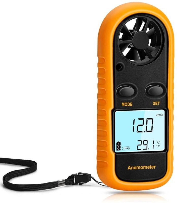 Tragbares Anemometer, leichtes digitales Anemometer, Windgeschwindigkeits- und Temperaturmessgerät mit digitaler LCD-Anz...