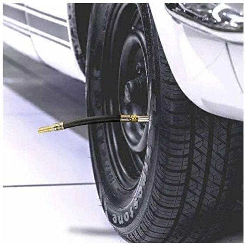 Lot de 4 rallonges de valve de pneu, valve de pneu flexible 150 mm avec 2 supports