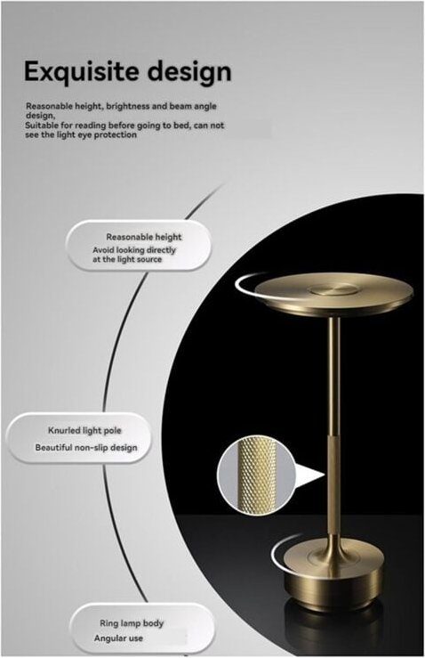 Wiederaufladbare kabellose Tischlampen Tragbares Batterielicht Silber
